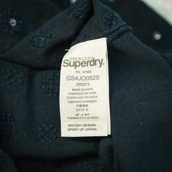 Superdry S Navy Embroidered Sequin Top - Picture 7 of 8